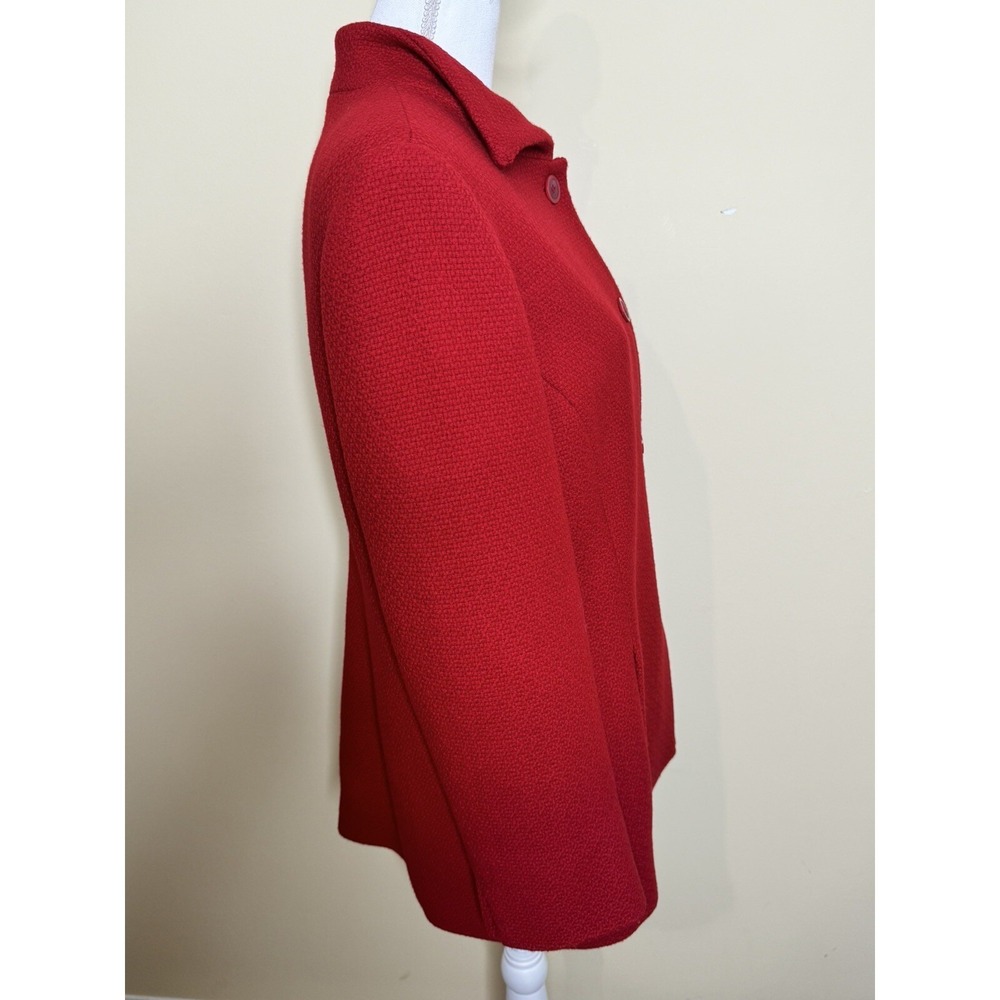 Talbots Wool Coat Women's 14 Petites Red Textured Winter Button Down Jacket - Picture 5 of 10